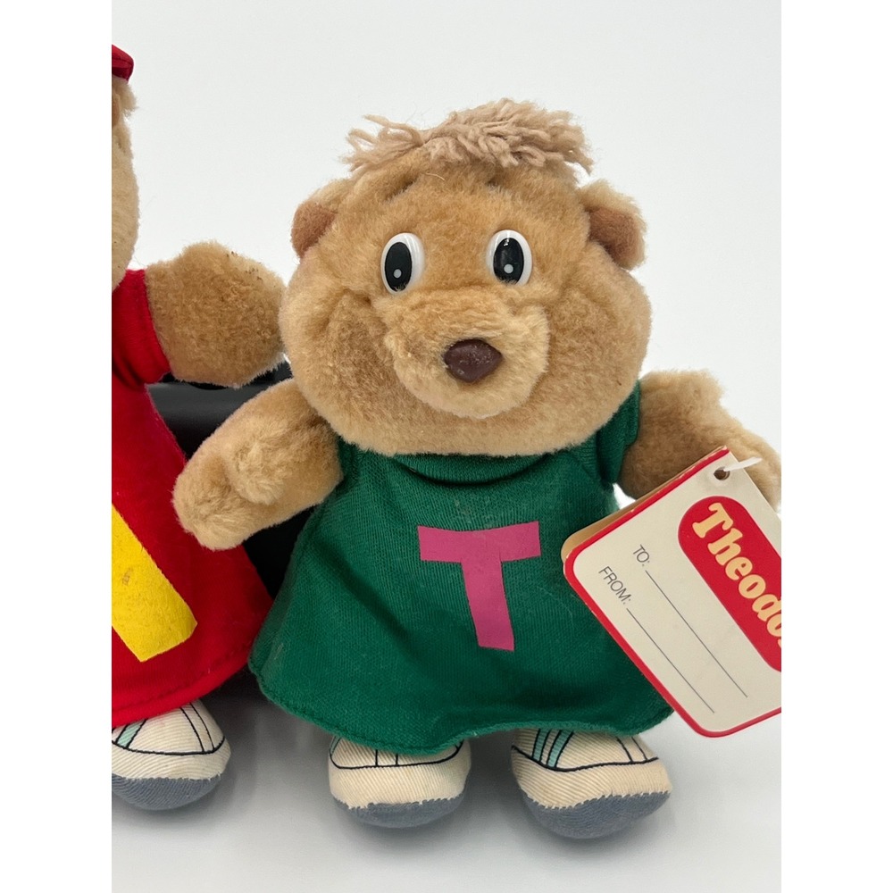 Vintage 1987 Alvin and the Chipmunks Burger King Plush Alvin & Theodore Set Tag